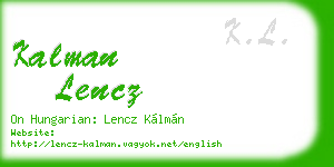 kalman lencz business card